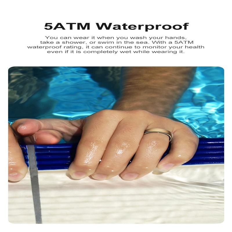 Smart Ring Heart Rate Blood Oxygen Sleep Sports Size 7 - Gold