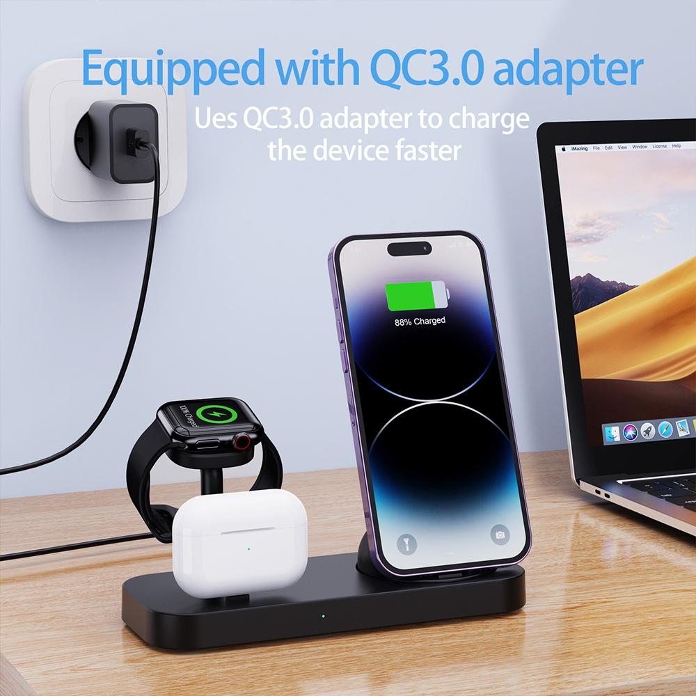 4 In 1 Charging Stand For Apple Watch And Airpods - Black