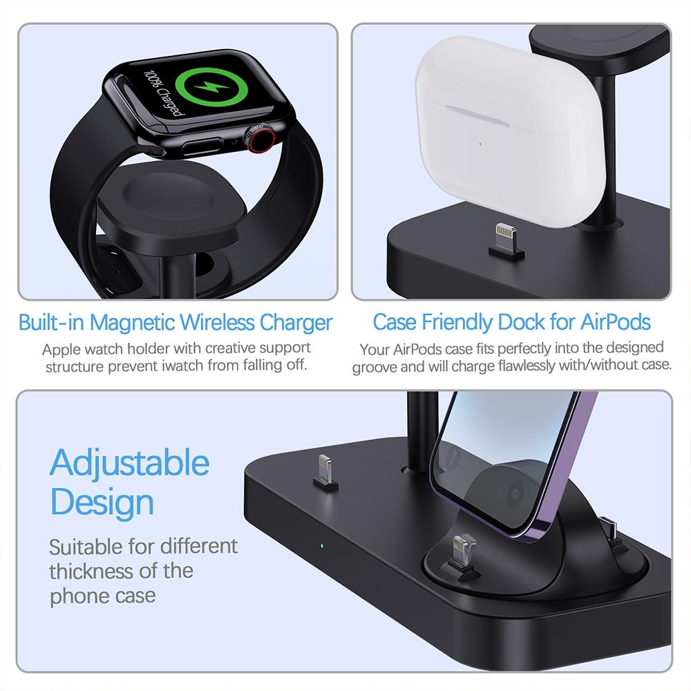 4 In 1 Charging Stand For Apple Watch And Airpods - Black