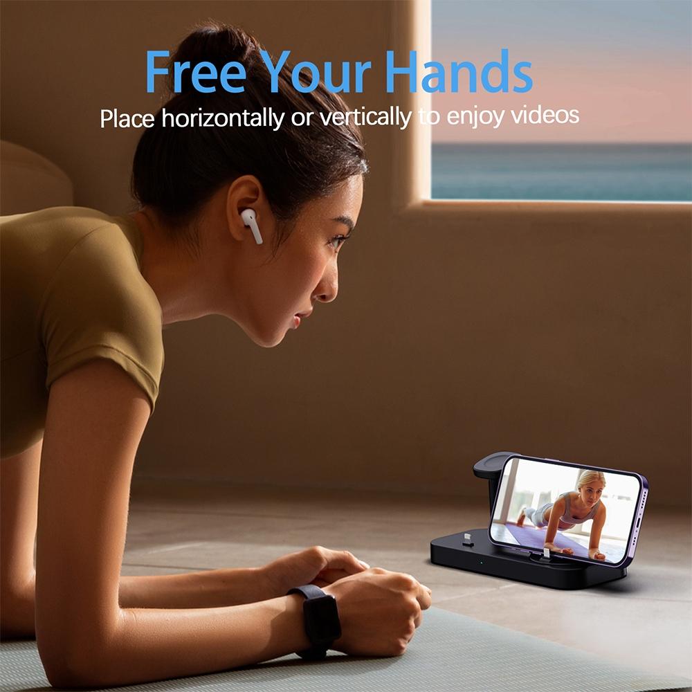 4 In 1 Charging Stand For Apple Watch And Airpods - Black