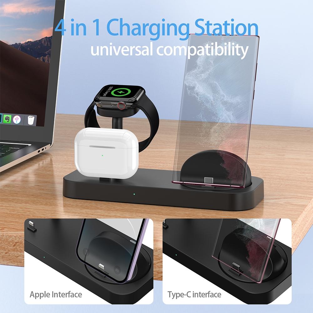 4 In 1 Charging Stand For Apple Watch And Airpods - Black