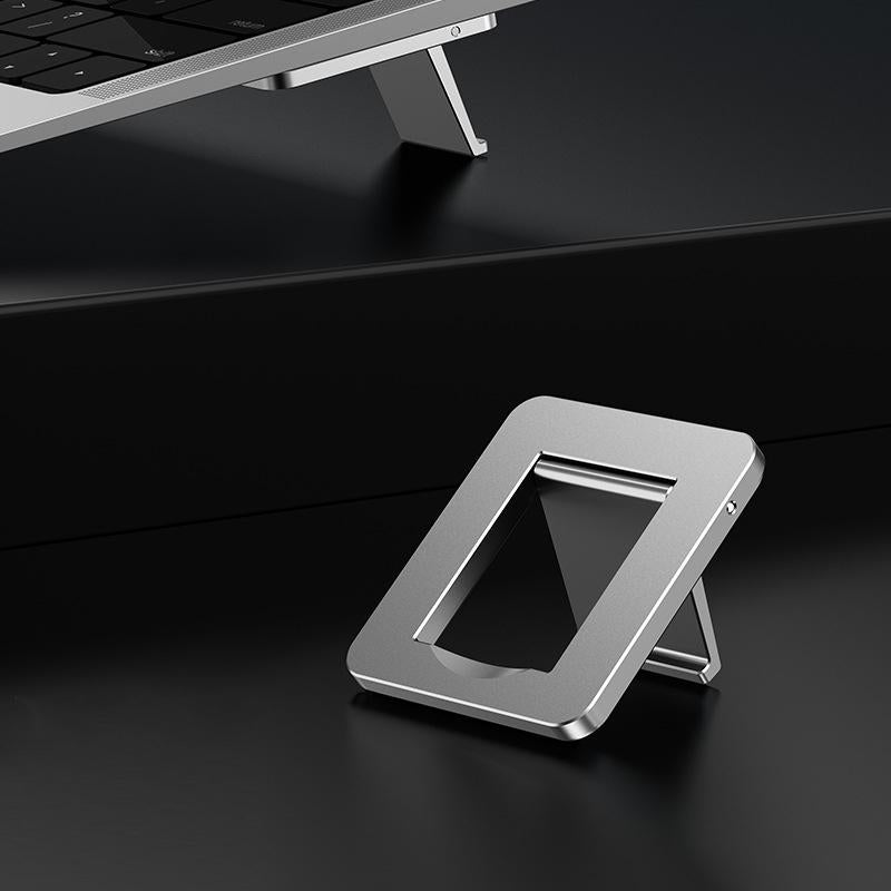 Desktop Folding Notebook Stand with Invisible Height Increase and Storage - Silver