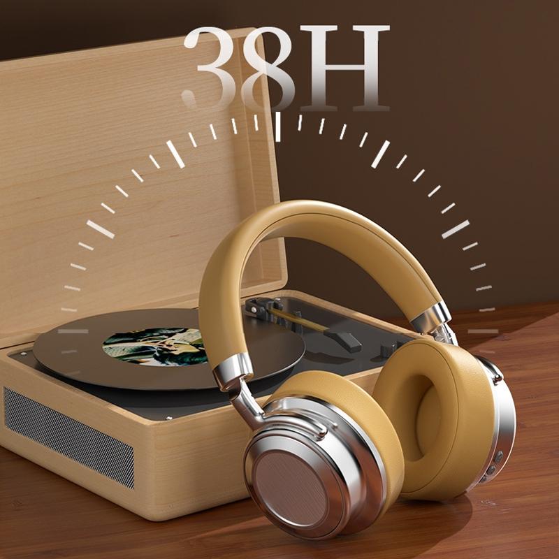 Retro Wireless Bluetooth Headset - Metal Head-mounted - Silver Black