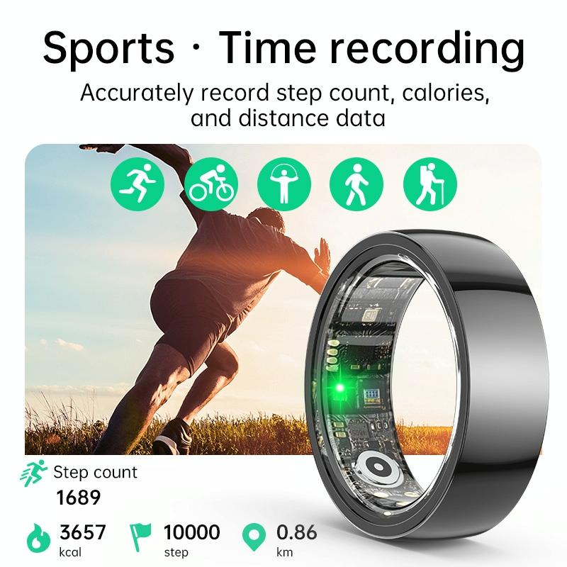 Smart Ring With Heart Rate Blood Oxygen Sleep & Sports Modes - Size 9