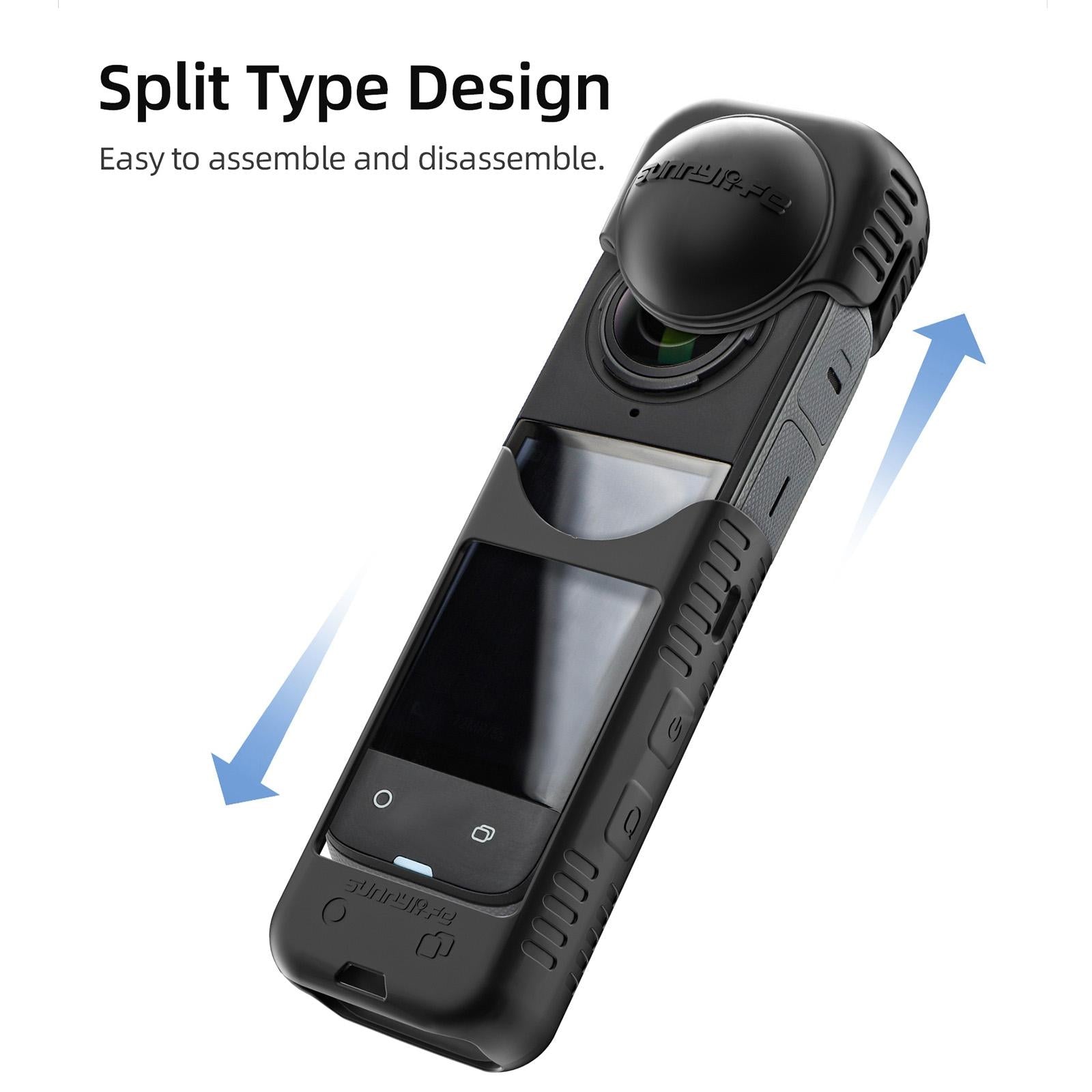 Silicone Shockproof Case and Lens Cover for Insta360 X4 by Sunnylife - Blue - Lens Cover