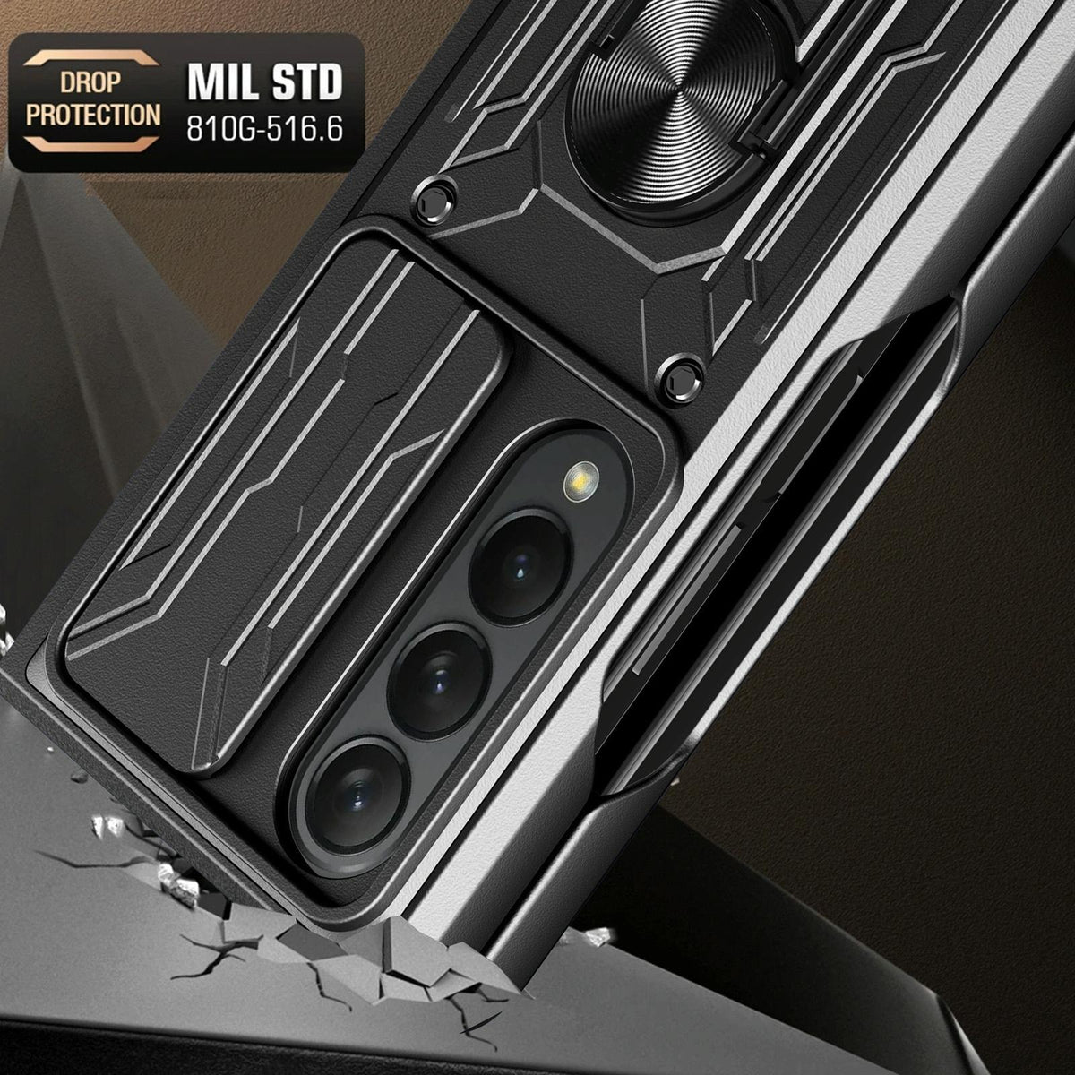 For Samsung Galaxy z Fold4 5G Protective Sliding Camshield Phone Case - Red