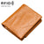 Men Rfid Leather Tri-fold Wallet - Genuine Leather - Coffee