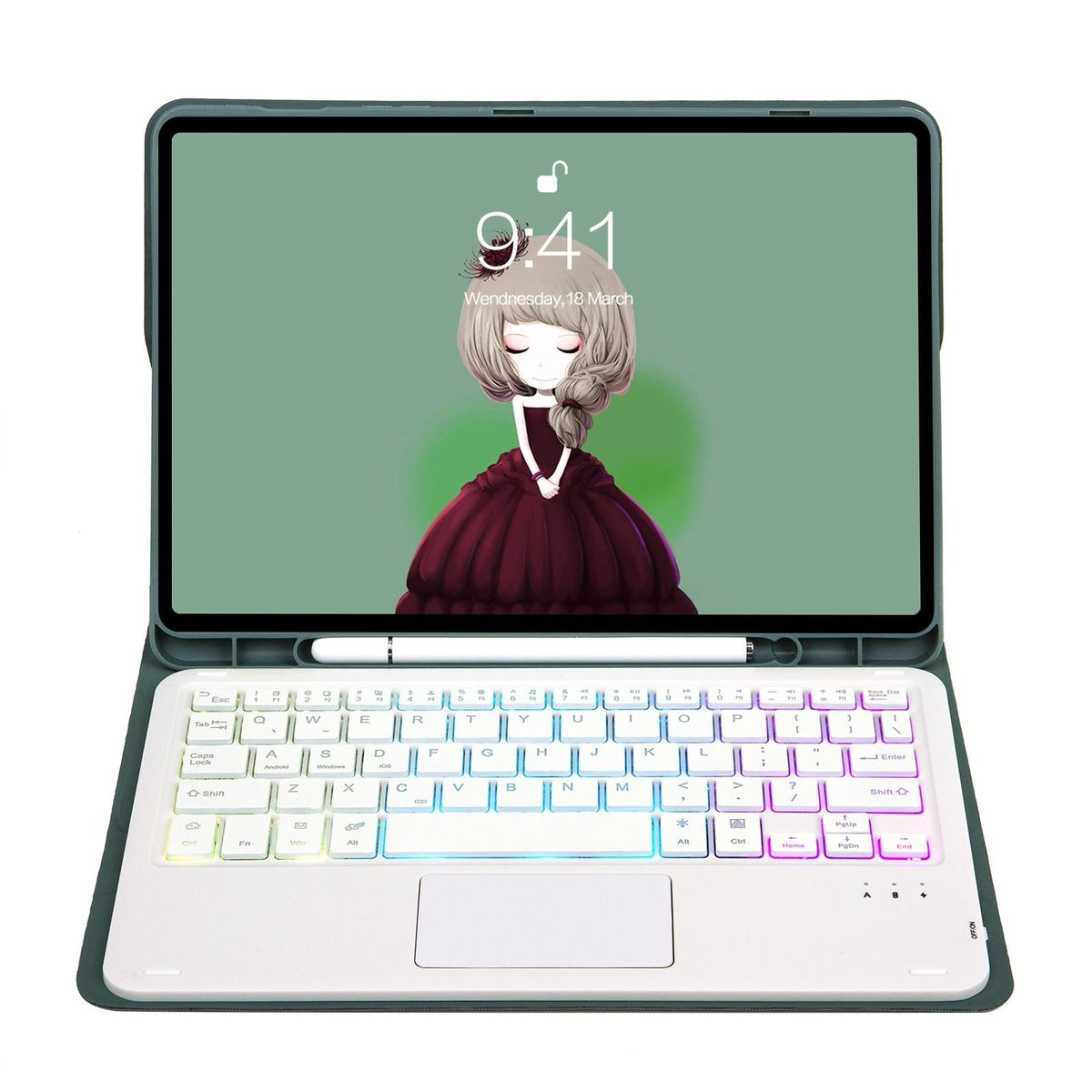 Bluetooth Keyboard Leather Case For Ipad 9.7 2018 & 2017 / Pro 9.7 / Air 2 With Touch Pad & Backlight - Pink