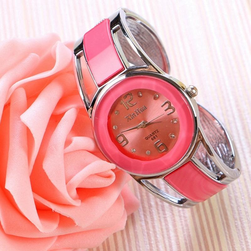 Stainless Steel Diamond Bracelet Watch for Women - Hollow Mirror Surface - Blue