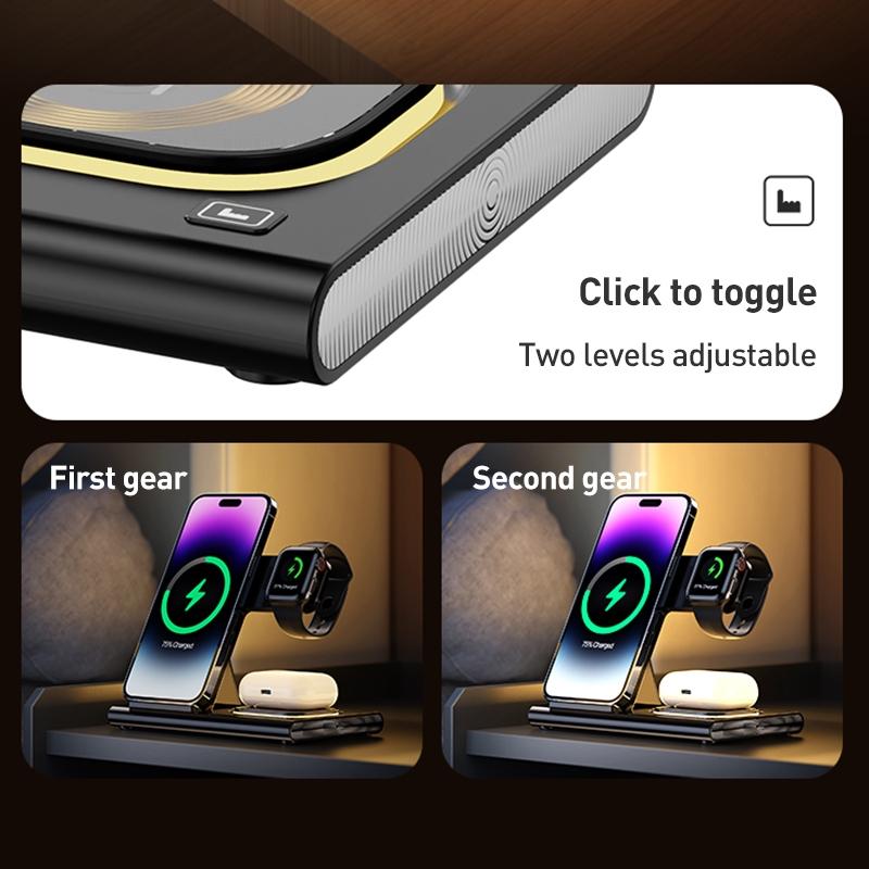 15W 3 In 1 Foldable Wireless Charger - White