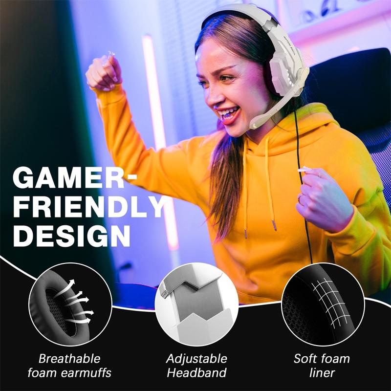 Pro Gaming Headset With Mic 2.1M Cable - Black White