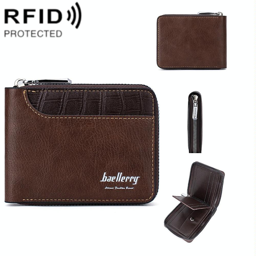 Secure Rfid Blocking Short Wallet - Anti-theft - Coffee