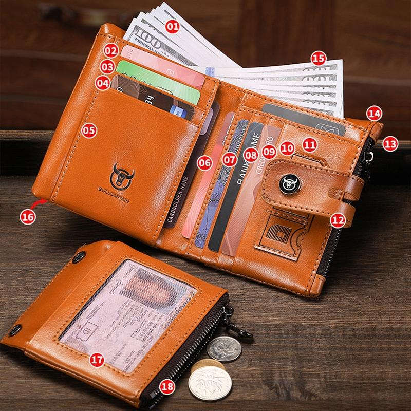Rfid-protected Cowhide Wallet - Secure & Stylish - Coffee