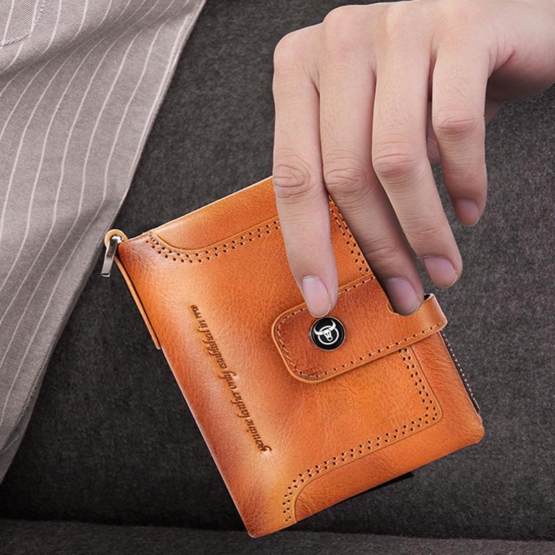 Rfid-protected Cowhide Wallet - Secure & Stylish - Coffee