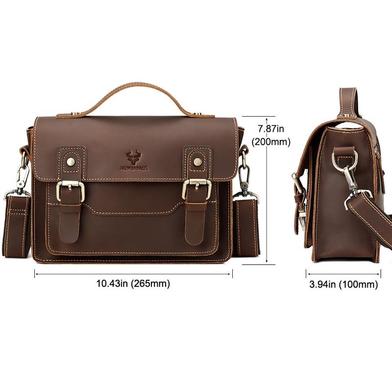 Retro Leather Men Crossbody Bag Small Square - Coffee