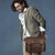 Retro Leather Men Crossbody Bag Small Square - Coffee