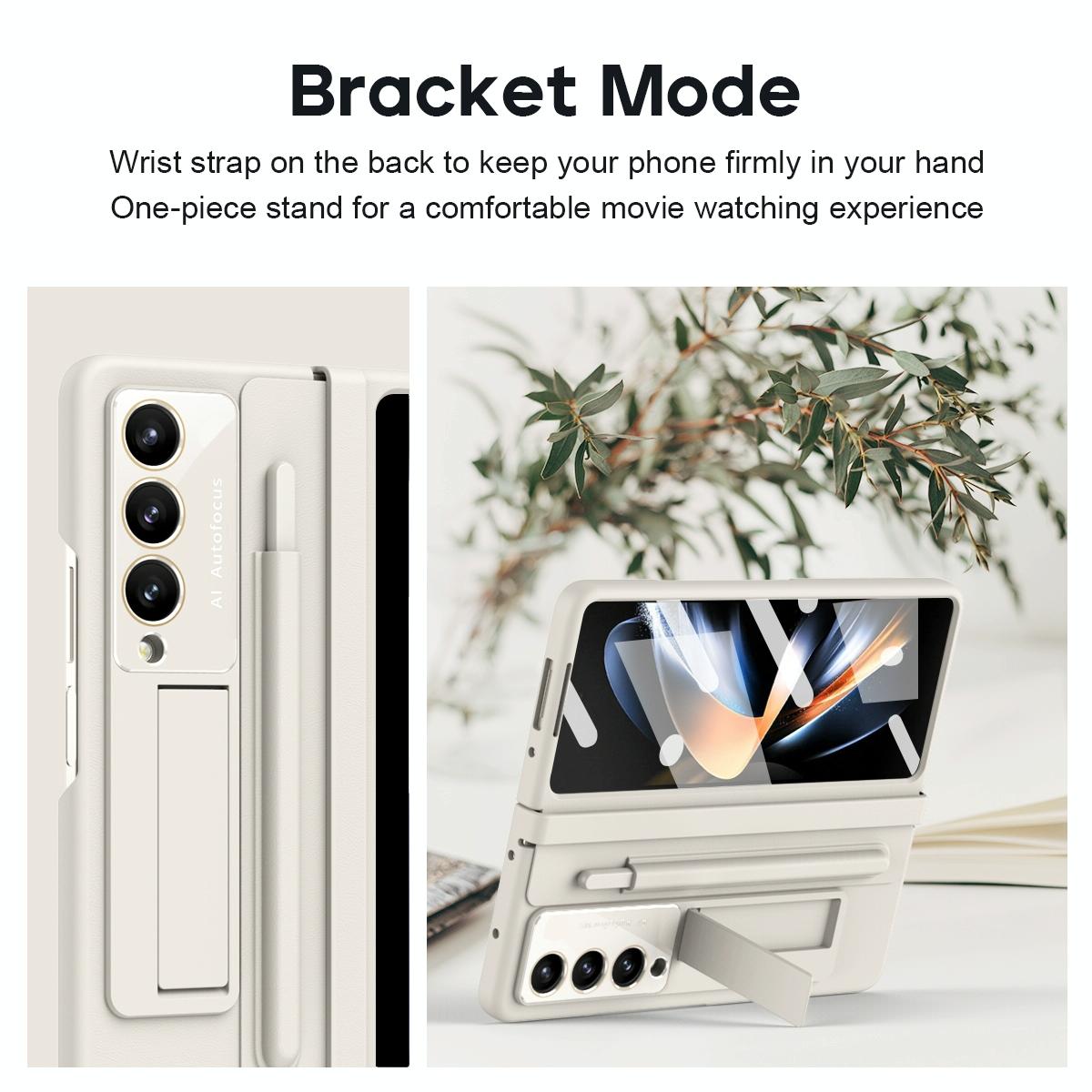 For Samsung Galaxy Z Fold4 5G Phone Case With Pen Slots - Full Coverage - Black