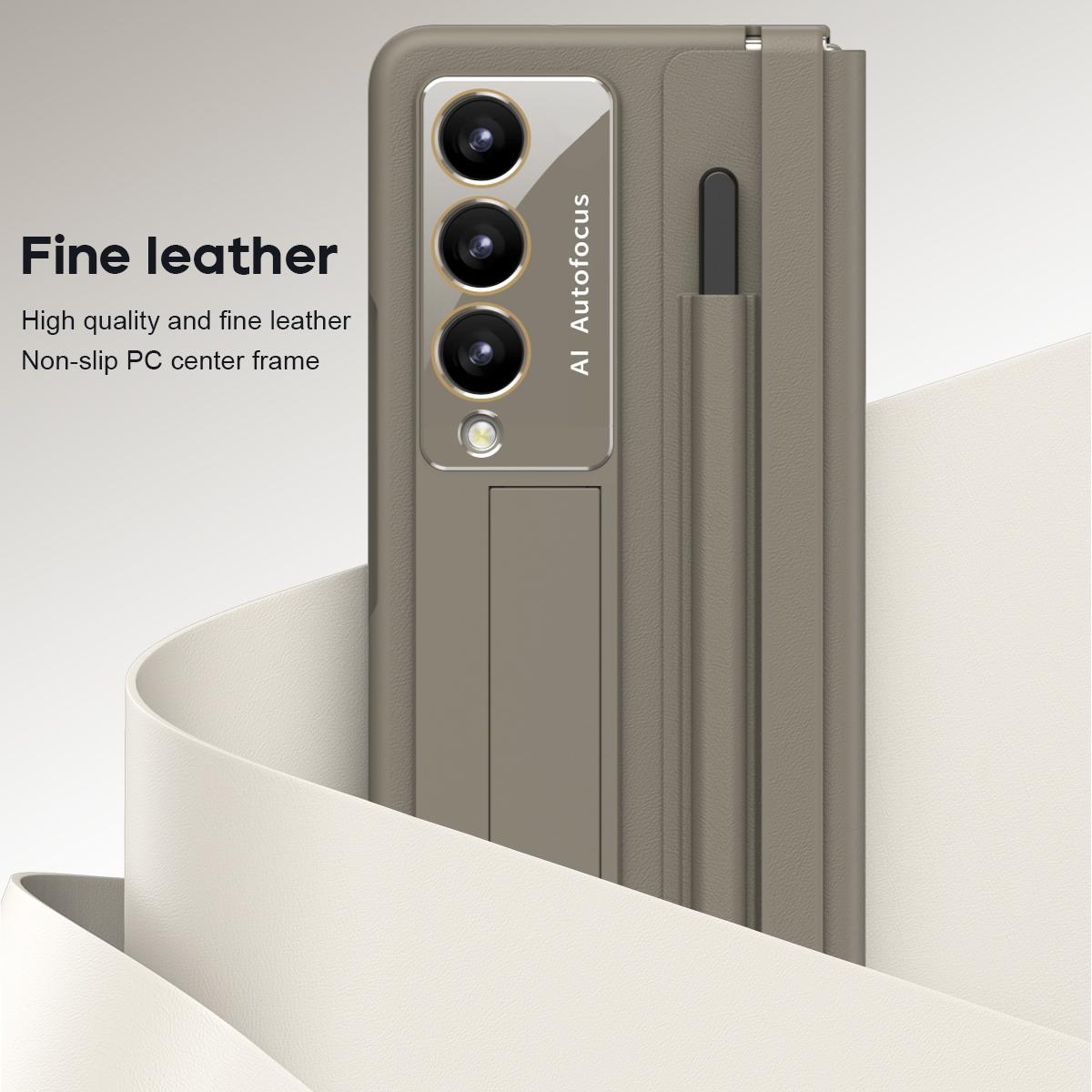 For Samsung Galaxy Z Fold4 5G Phone Case With Pen Slots - Full Coverage - Black