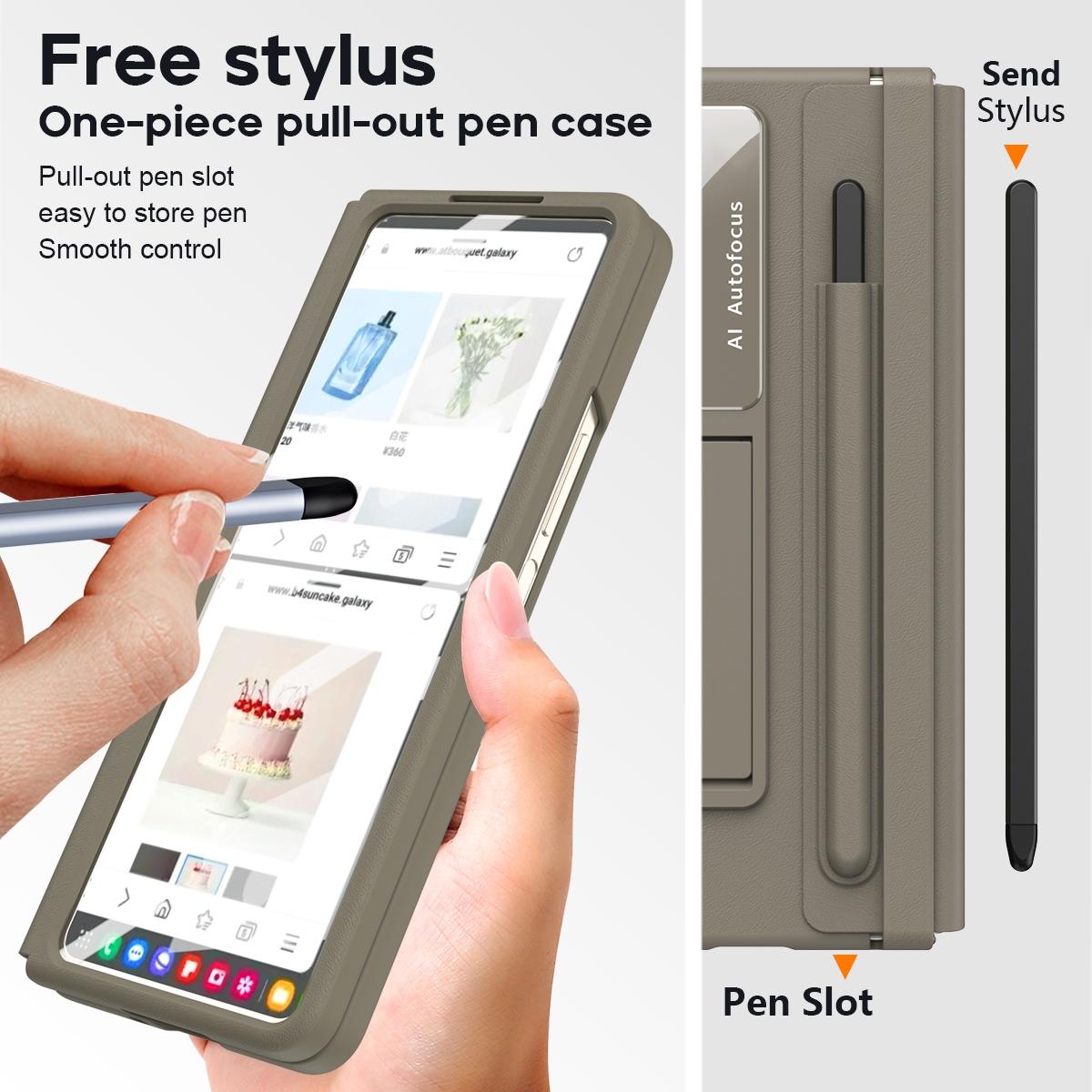For Samsung Galaxy Z Fold4 5G Phone Case With Pen Slots - Full Coverage - Black