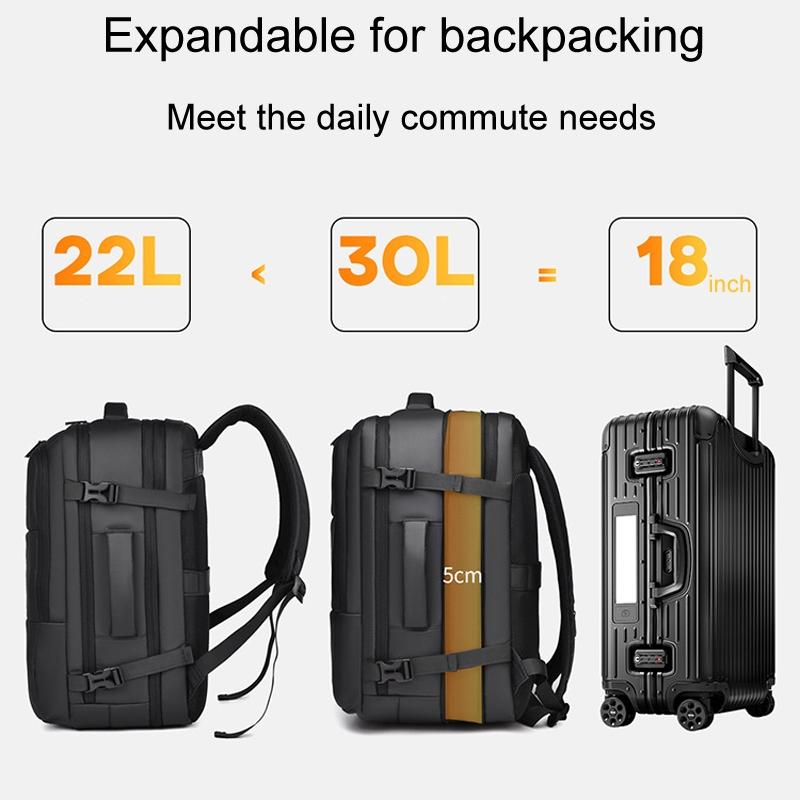 Large Capacity Expandable Business Backpack - Gray