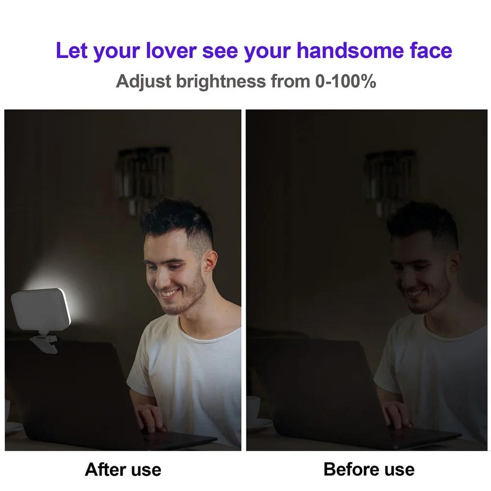 Rechargeable Clip-on Selfie Light with 66 Leds - 3 Modes for Phone Laptop Tablet - Black - Black