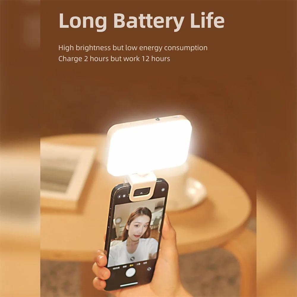 Rechargeable Clip-on Selfie Light with 66 Leds - 3 Modes for Phone Laptop Tablet - Black - Black