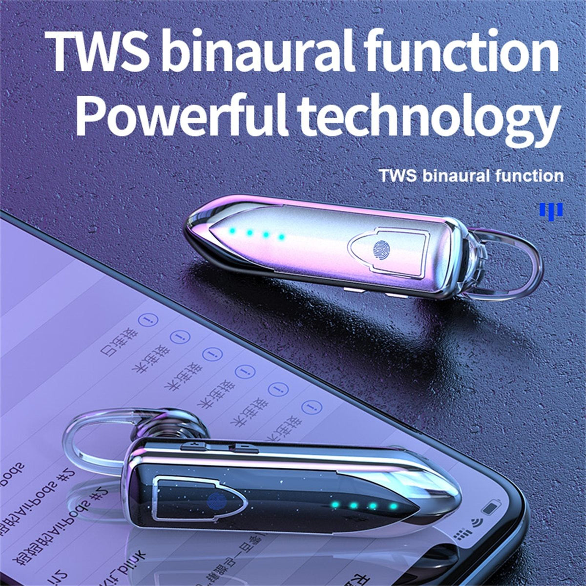 Business Style Bluetooth 5.0 Earphone with Touch Switch - Silver