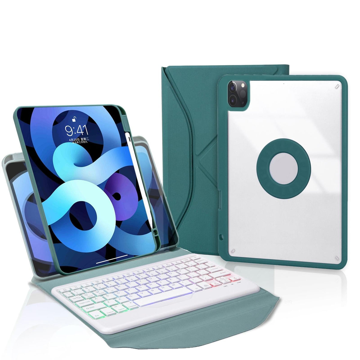 Bluetooth Keyboard Leather Case For Ipad Pro 11 - Backlit With Pen Slot - Pink