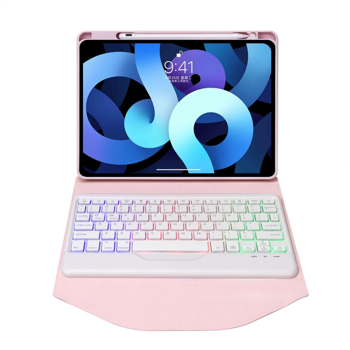 Bluetooth Keyboard Leather Case For Ipad Pro 11 - Backlit With Pen Slot - Pink