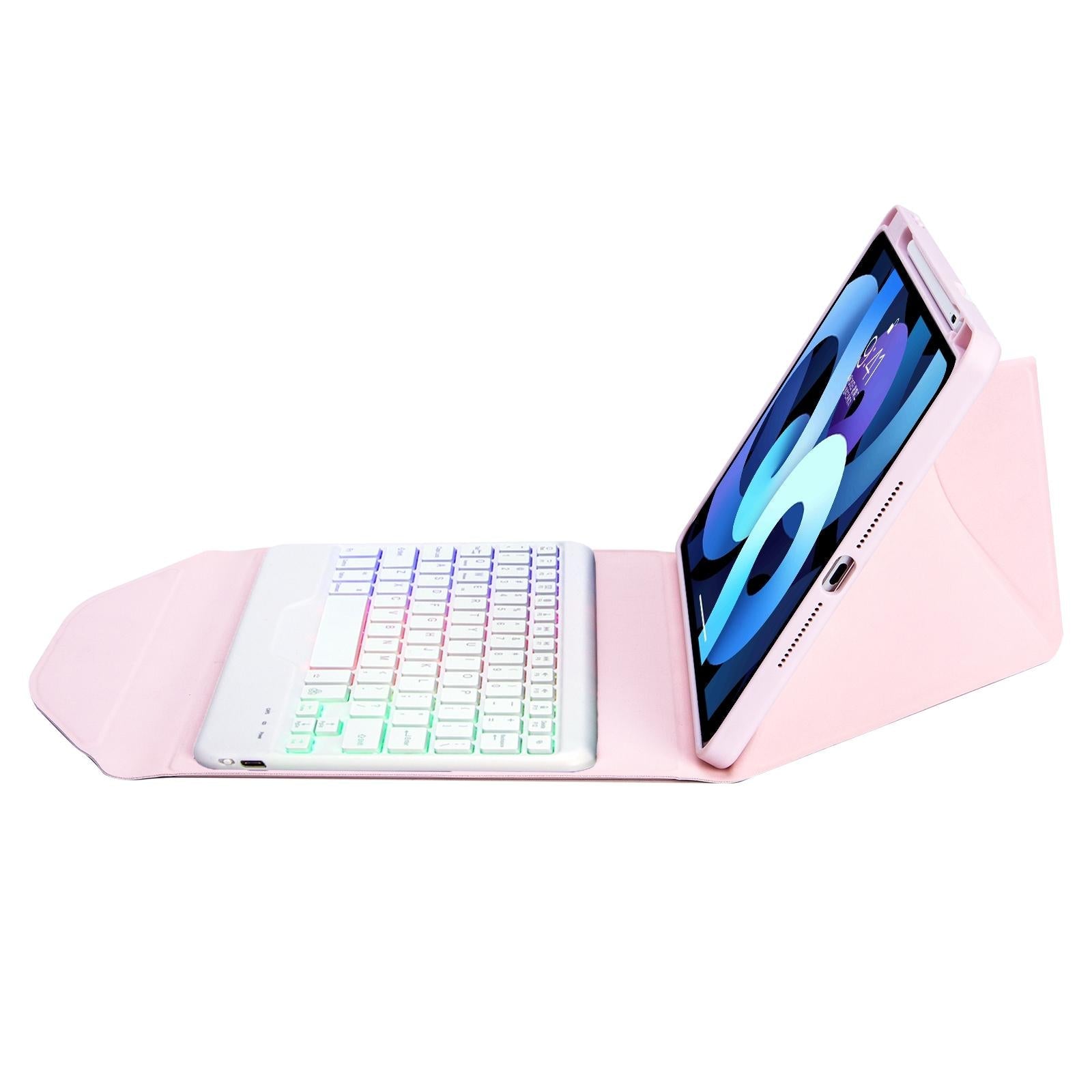Bluetooth Keyboard Leather Case For Ipad Pro 11 - Backlit With Pen Slot - Pink