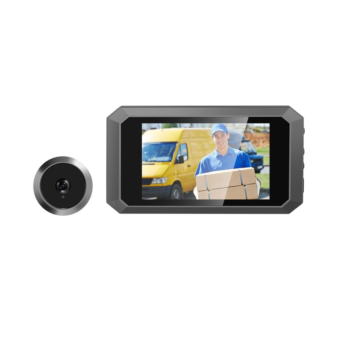 1080P Smart Digital Door Viewer With Night Vision - 3.97 Inch Wide Angle - Grey