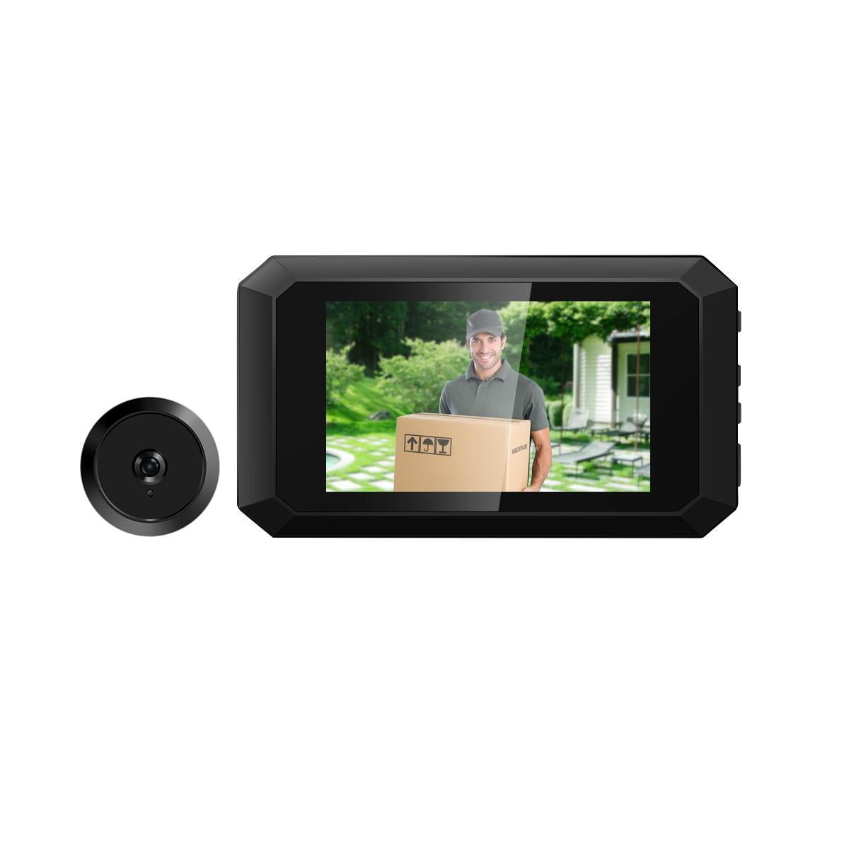 1080P Smart Digital Door Viewer With Night Vision - 3.97 Inch Wide Angle - Grey