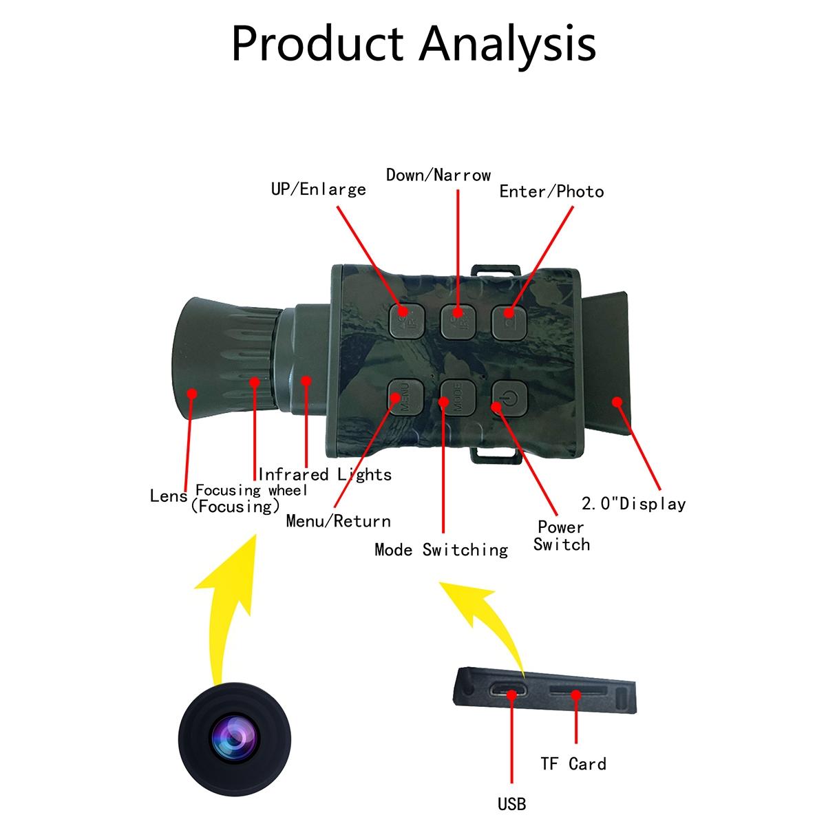 4K Hd Monocular Digital Night Vision For Outdoor Hunting - Black