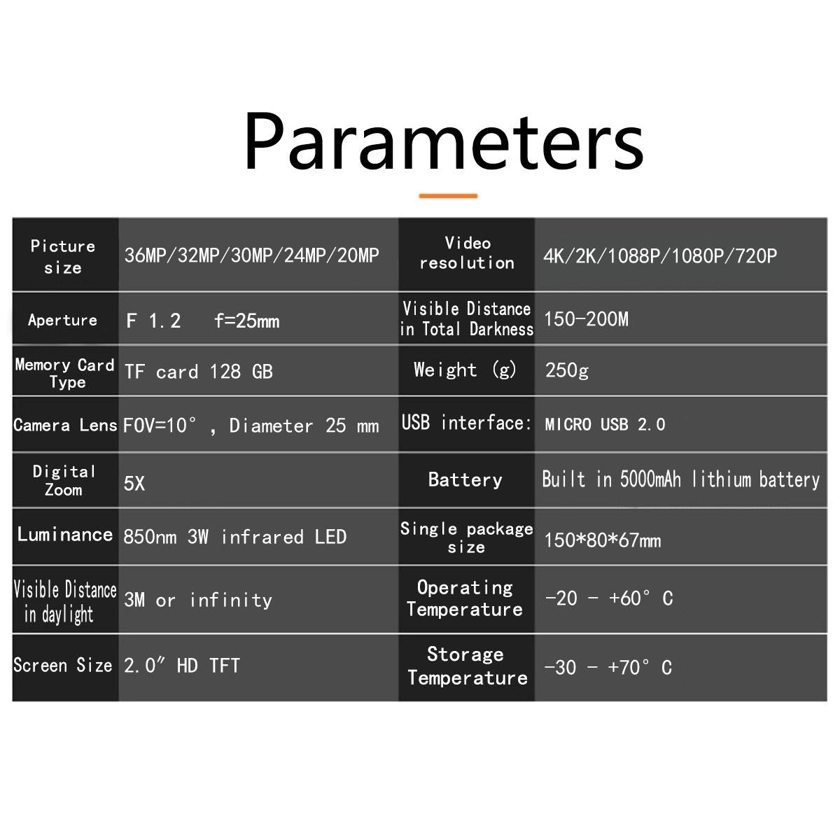 4K Hd Monocular Digital Night Vision For Outdoor Hunting - Black