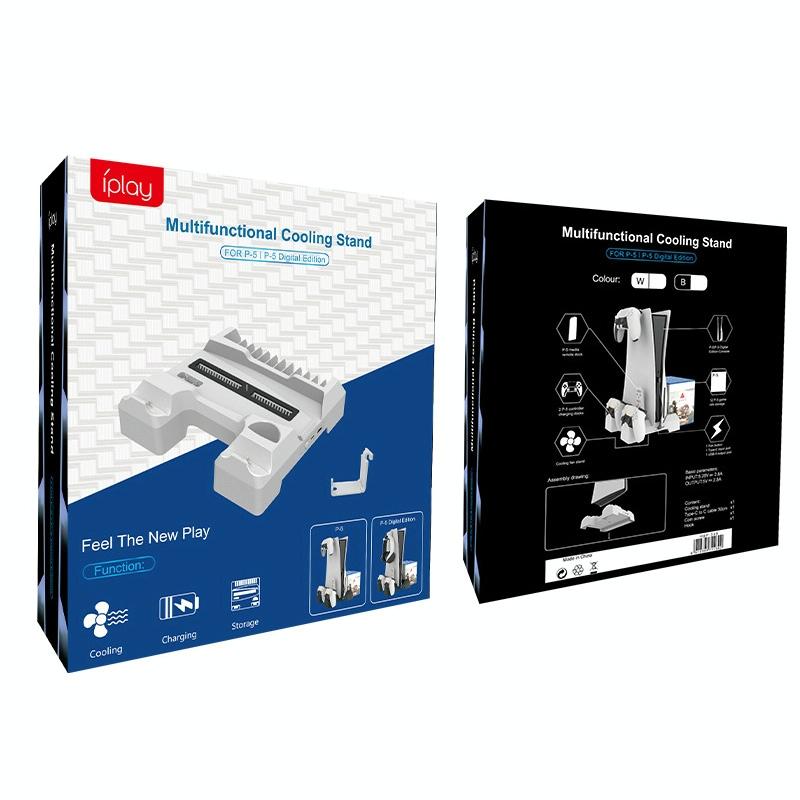 Ps5 Dual-seat Charging & Cooling Base Rack with Storage - Compact Design - Black