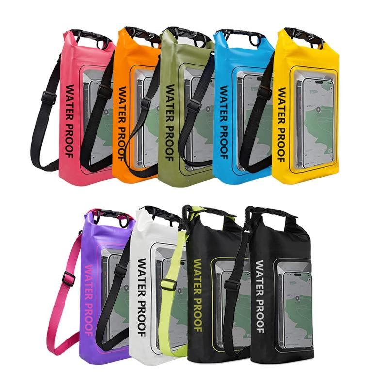 2 In 1 Waterproof Crossbody Phone Bag For Outdoor Cycling Swimming 2L Capacity - Black Green - 2L