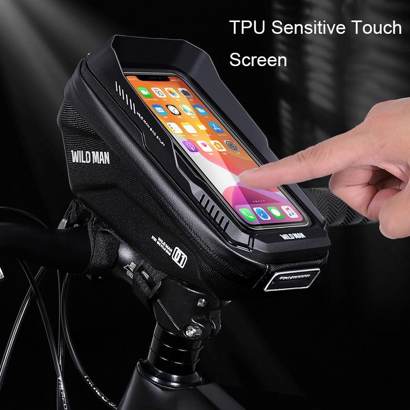 1L Hard Shell Bike Handlebar Bag With Touch Screen - Solar Pattern