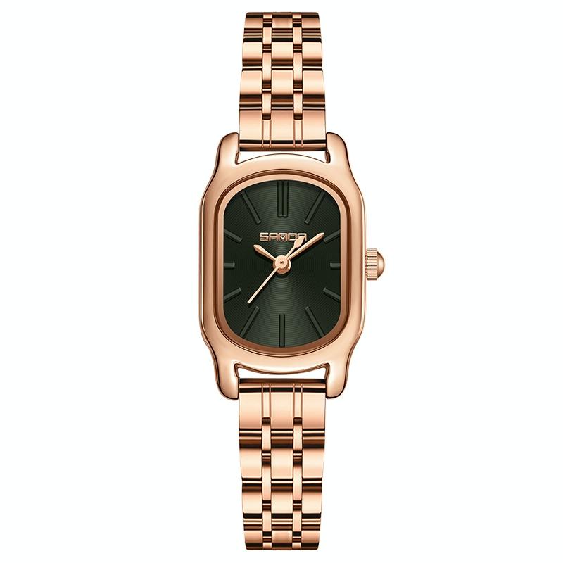 Waterproof Women Quartz Watch With Mini Dial And Steel Band - Green