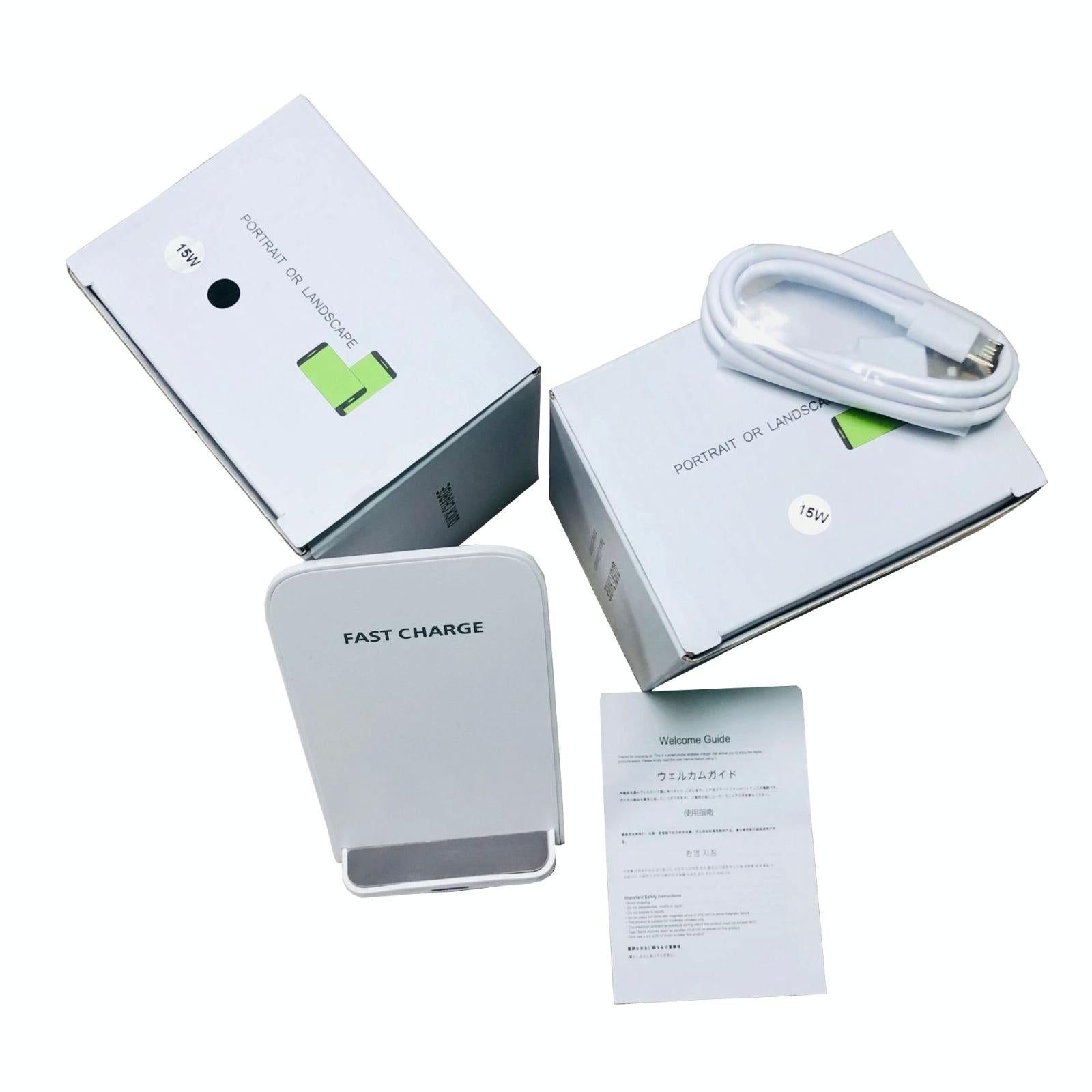 15W Wireless Desktop Charger With Fast Charging - White