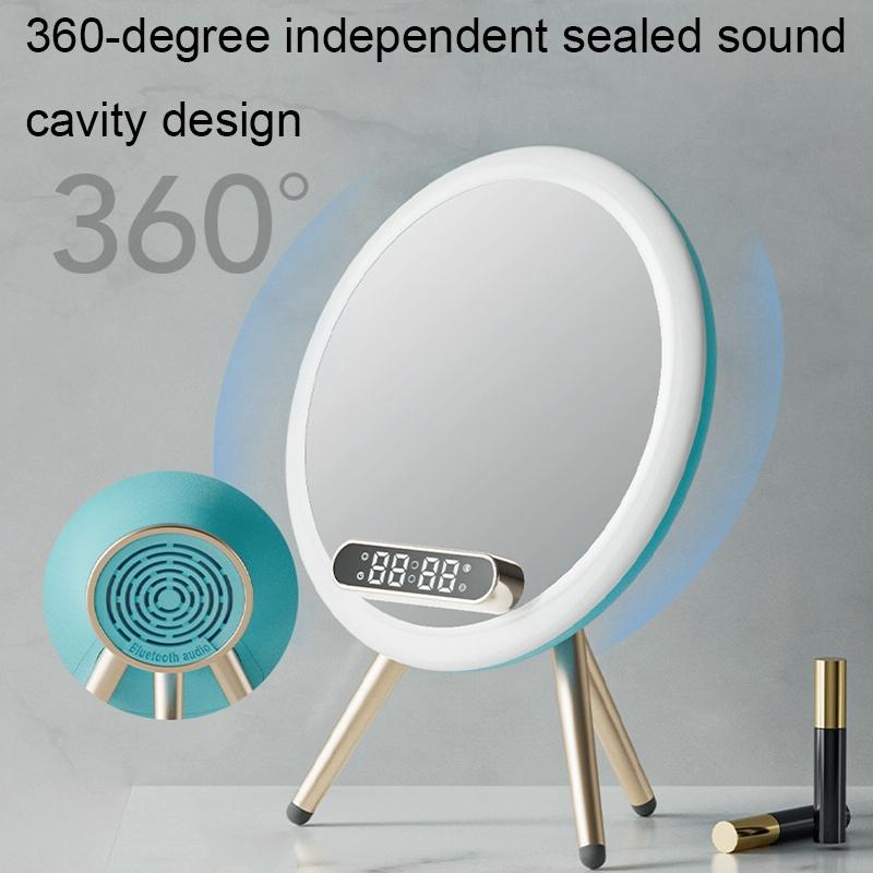 Q6 Smart Clock Display Bluetooth Speaker Fill Light Makeup Mirror With Wireless Charger Blue