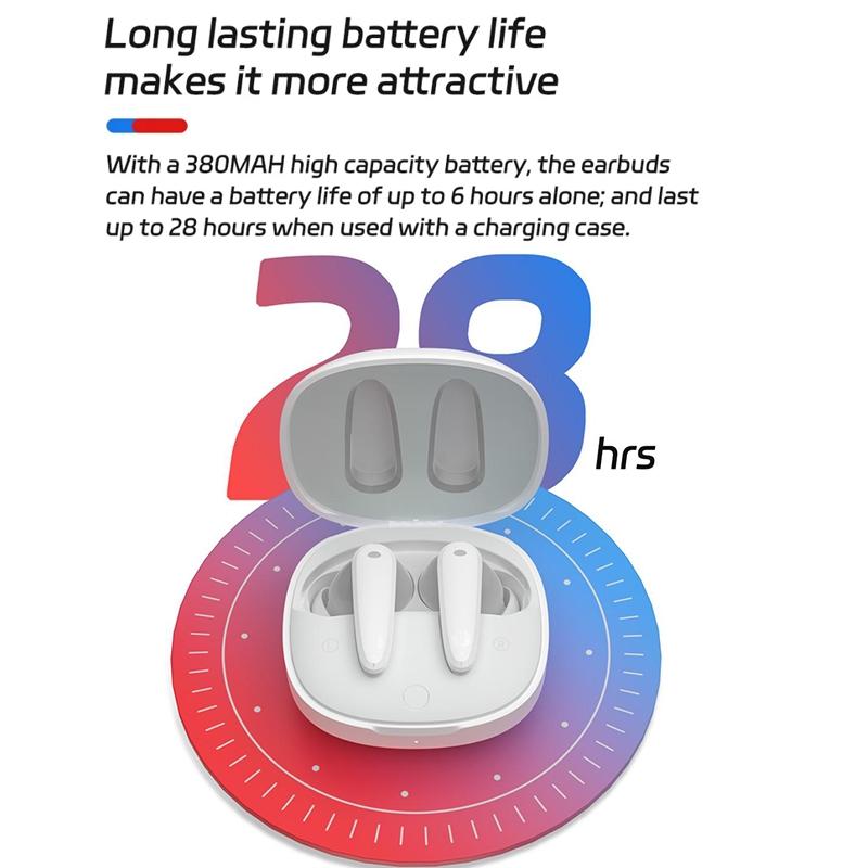 Wireless Noise-cancelling Bluetooth Earbuds - Music Cube - White