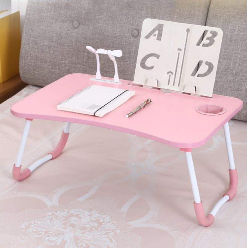 Portable Folding Desk with Fan &amp; Lamp - Compact Design - Teenage Pink