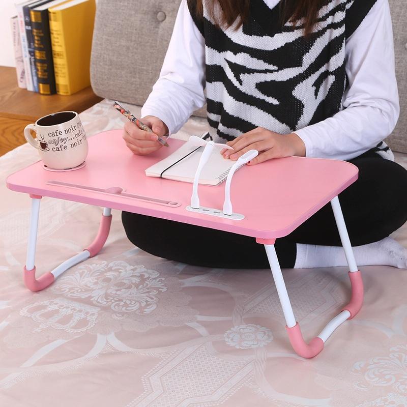 Portable Folding Desk with Fan & Lamp - Compact Design - Teenage Pink