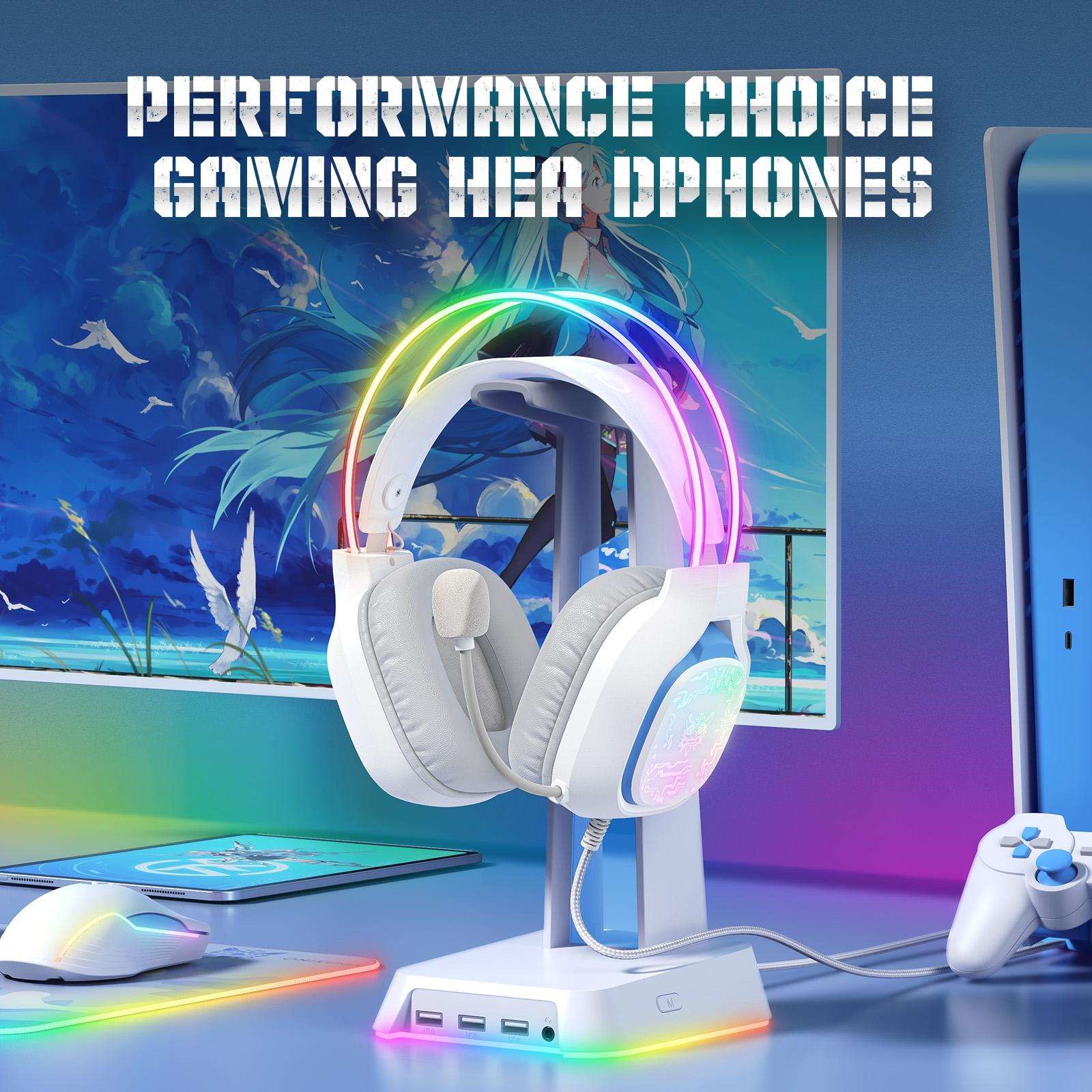 Colourful Light Gaming Headset With Mic 1.8M Cable - White