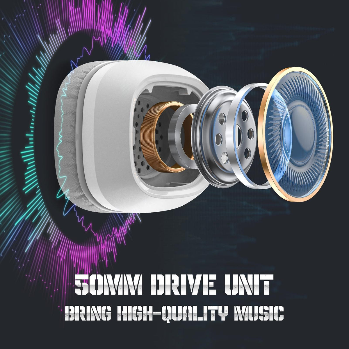 Colourful Light Gaming Headset With Mic 1.8M Cable - White