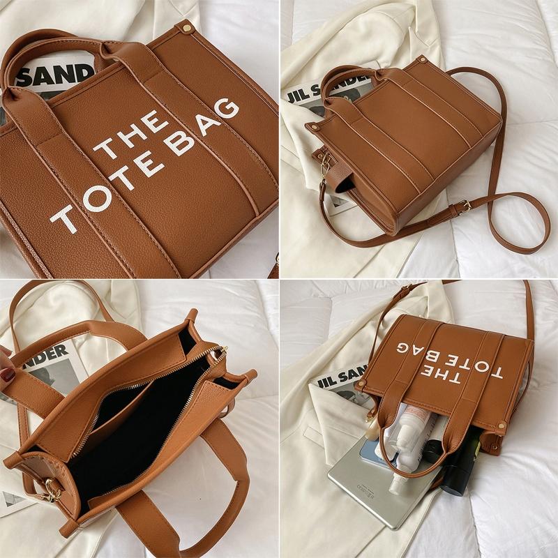 Stylish Pu Leather Crossbody Tote For Women - Small Khaki