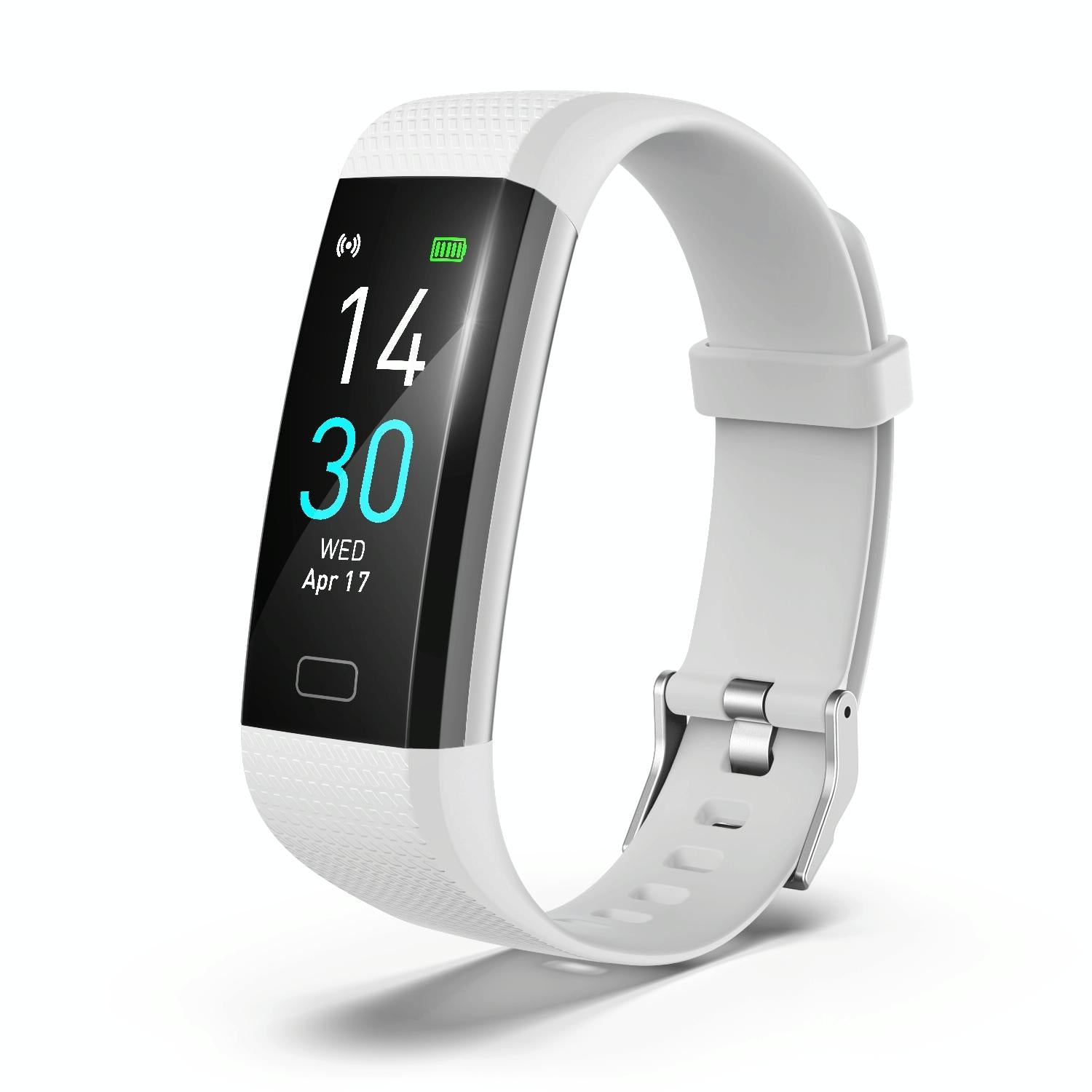 Waterproof Fitness Tracker Watch With Heart Rate Monitor - White