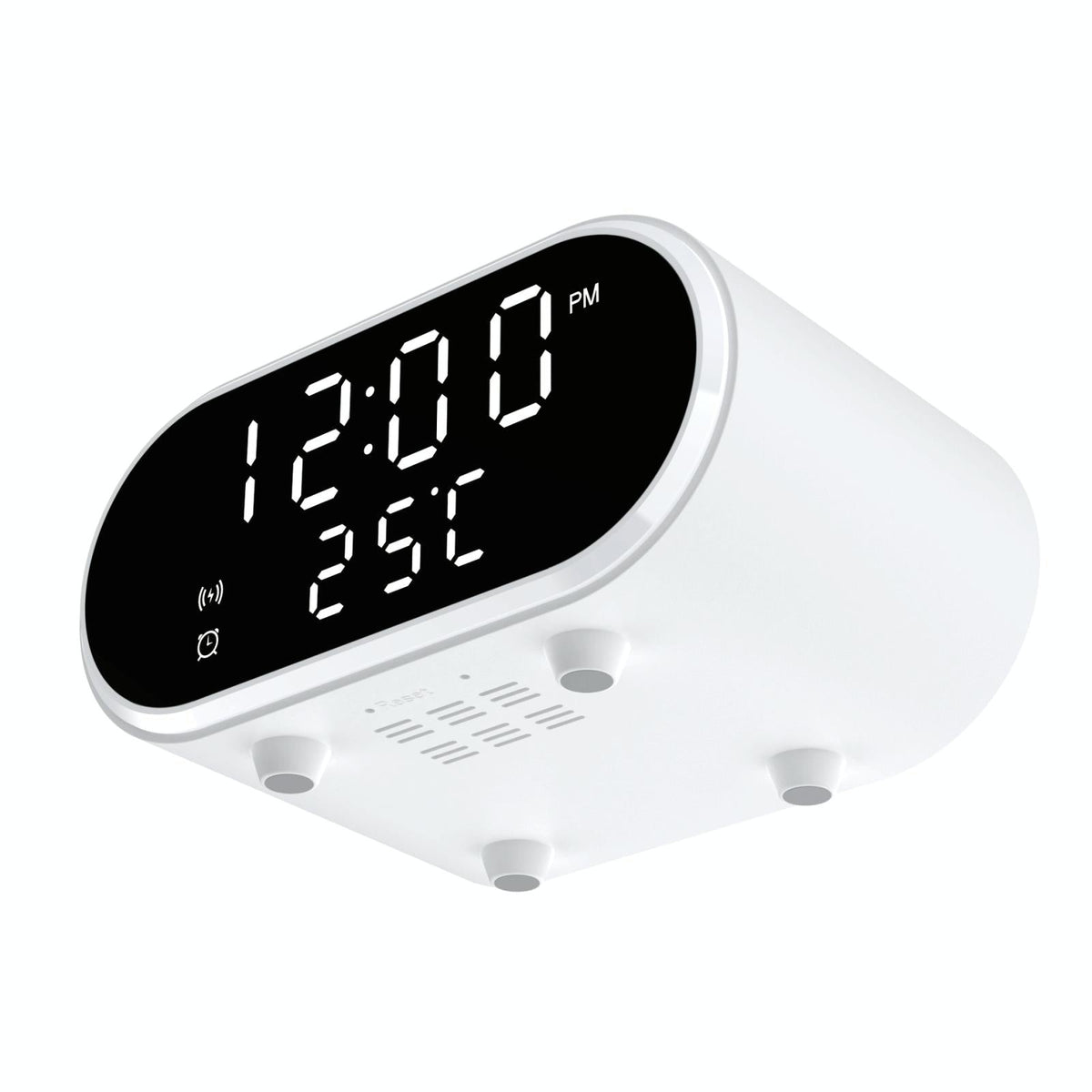 15W Wireless Charger With Mirror & Clock - White