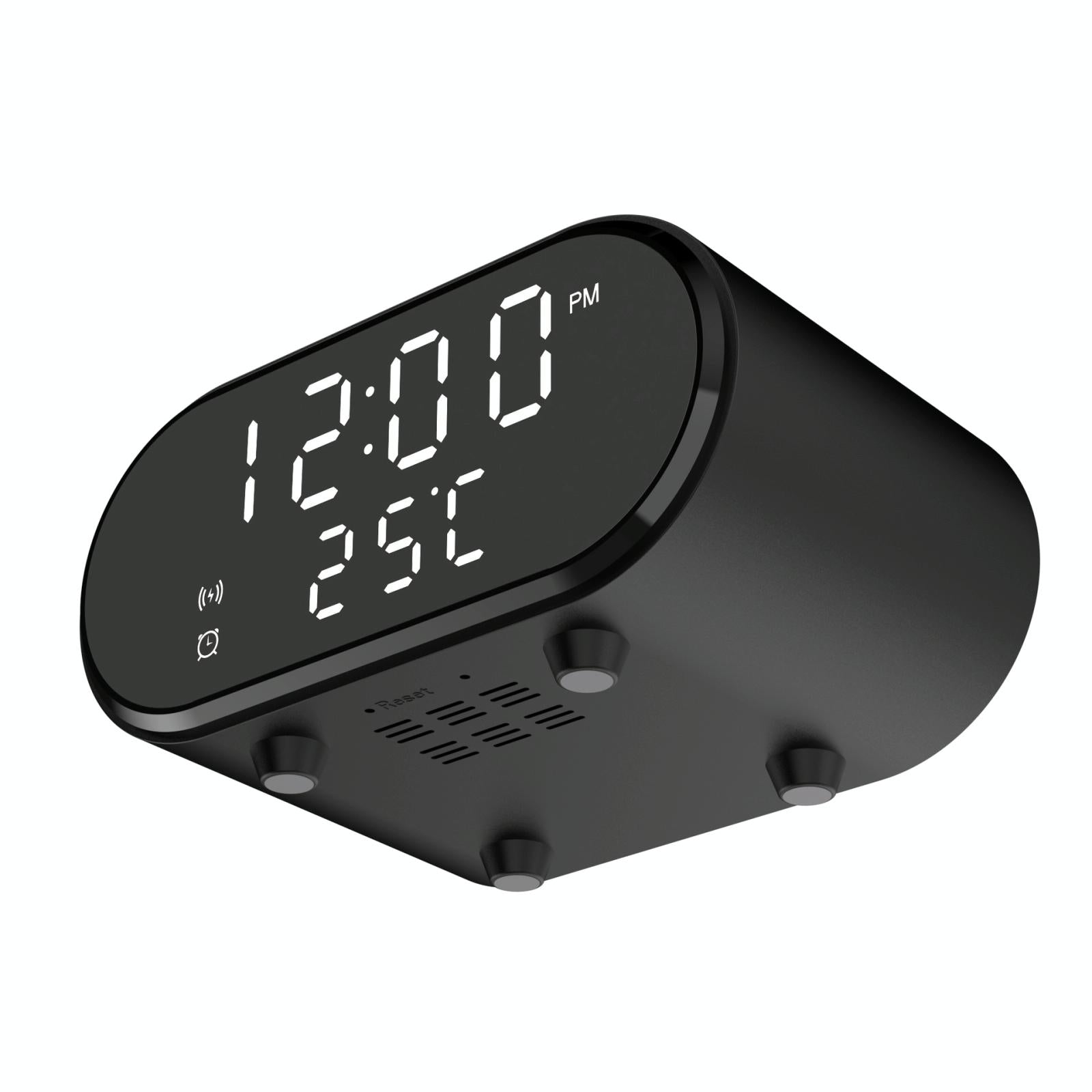 15W Wireless Charger With Mirror & Clock - White