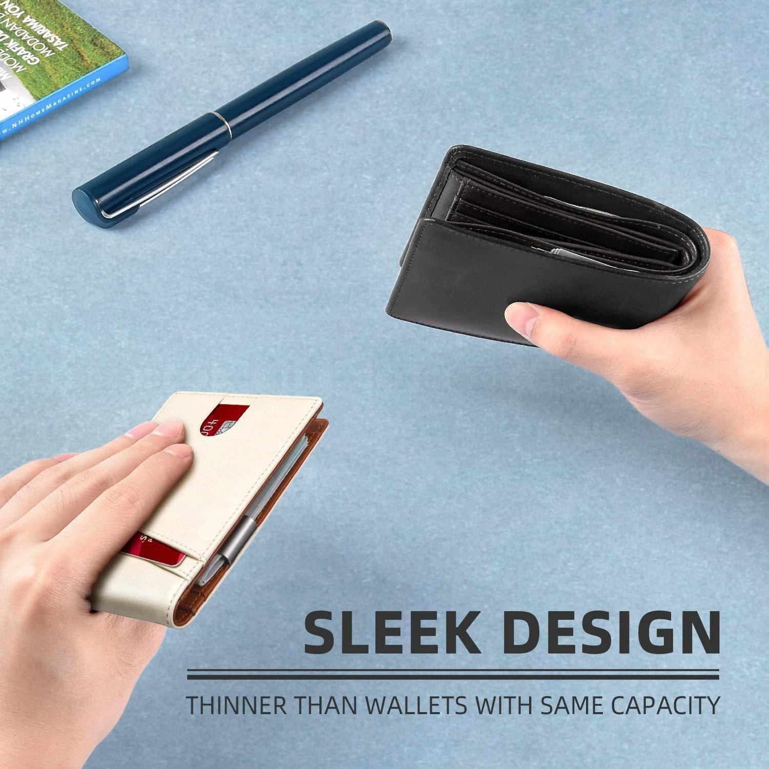 Rfid-protected Leather Credit Card Wallet - Secure & Stylish - Carbon Fiber Black Orange Inside